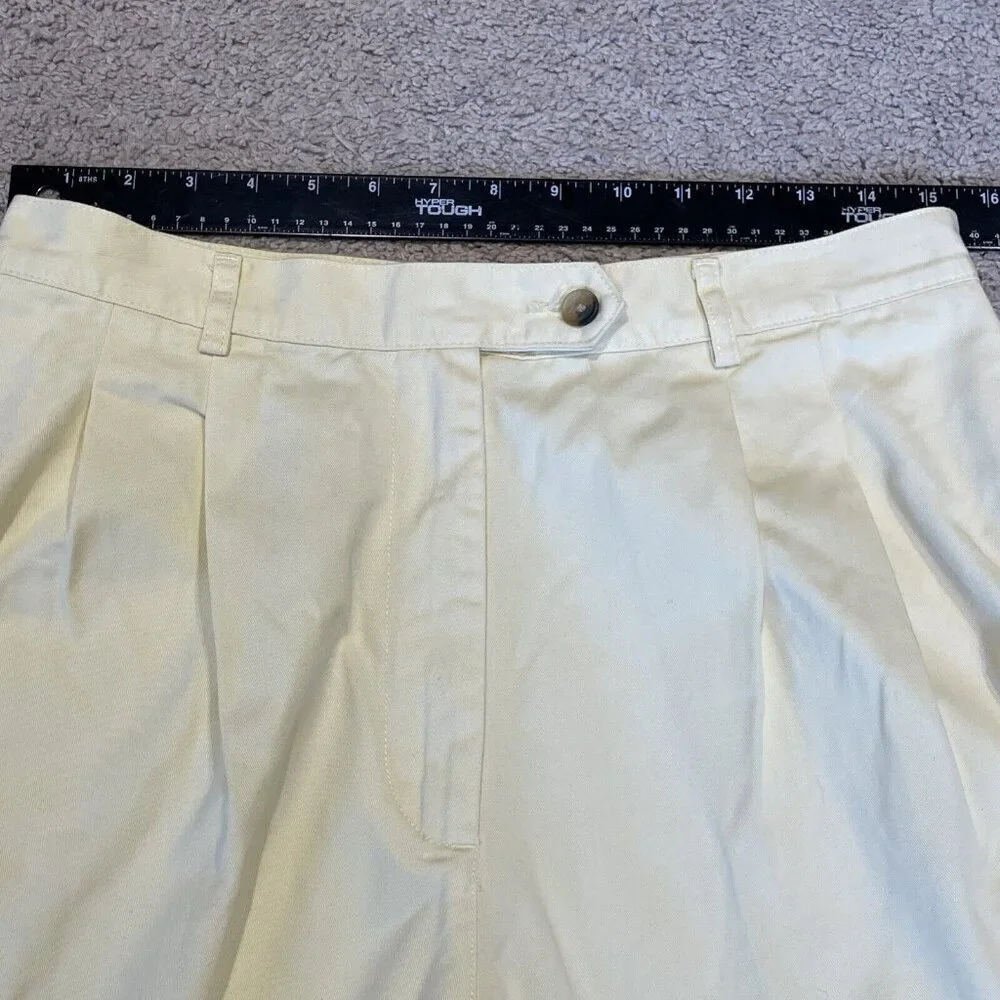 Charter Club Bermuda Twill Shorts Women's 14 Yellow Pleated Cuffed 100% Cotton